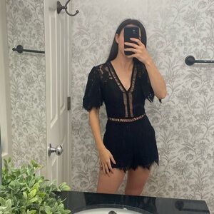 Lovers & Friends Black Lace Romper